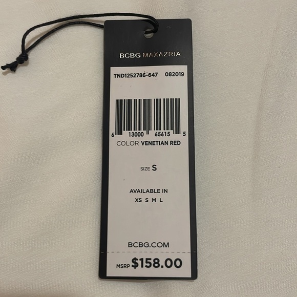 BCBGMaxazria Venetian Red Long Sleeve High Low Surplus Blouse Size Small EUC - Picture 7 of 7